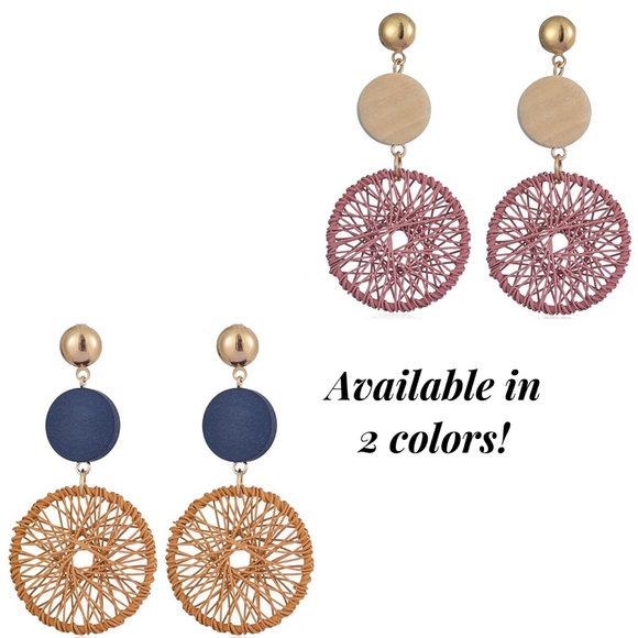 Boho Wood Woven Pink Dream Catcher Earrings - Picture 14 of 14